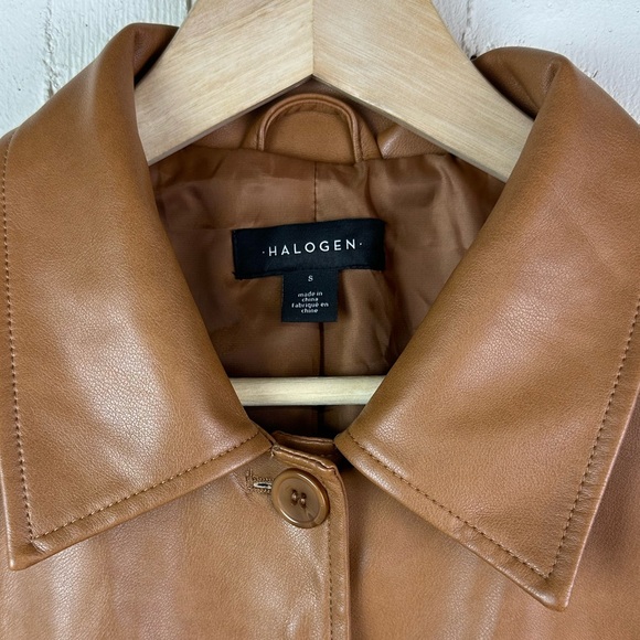 NWT Halogen Faux Leather Car Coat Cognac - Picture 4 of 9